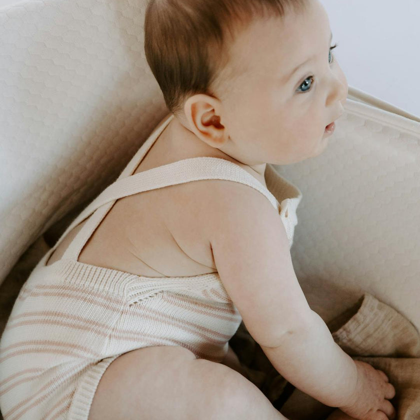 Organic Cotton Stripe Knit Bubble Romper