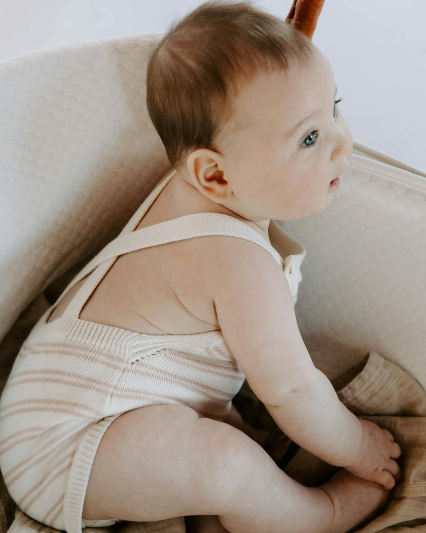Organic Cotton Stripe Knit Bubble Romper