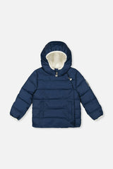 Winter Jacket Adapted For Car Seats Dark Blue