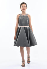 Gray Cardona Pearl Halter Dress