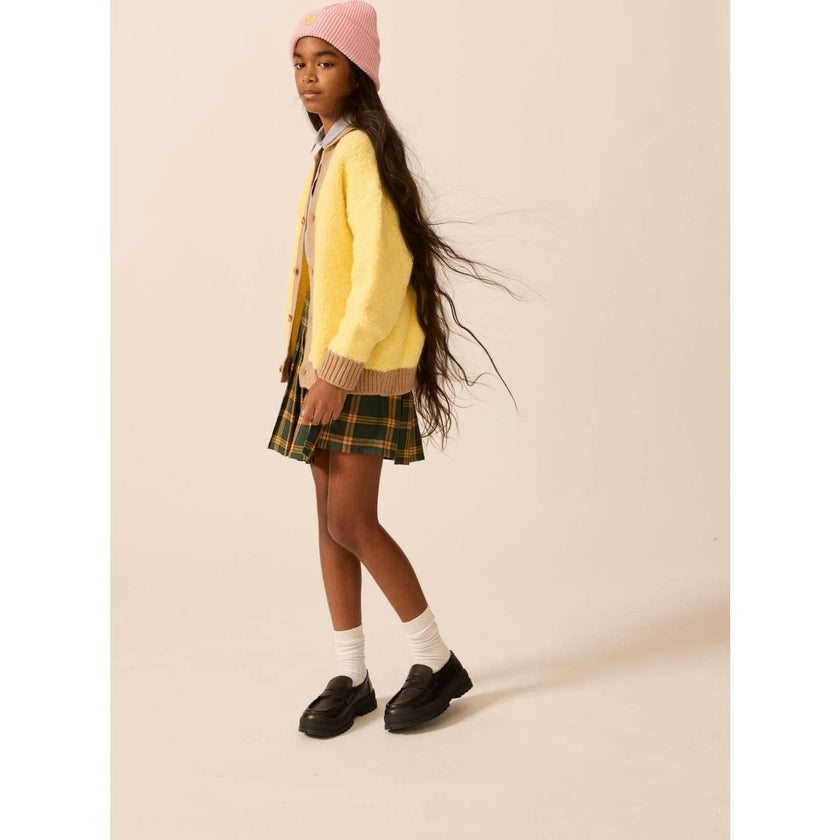 Collared Classroom Cardigan in Mixed Yarn, Yellow