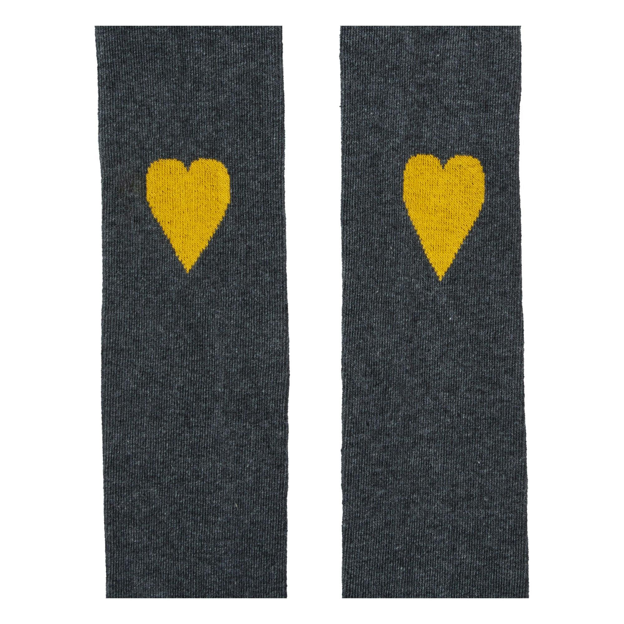 Cotton Blend Heart Leggings - Grey