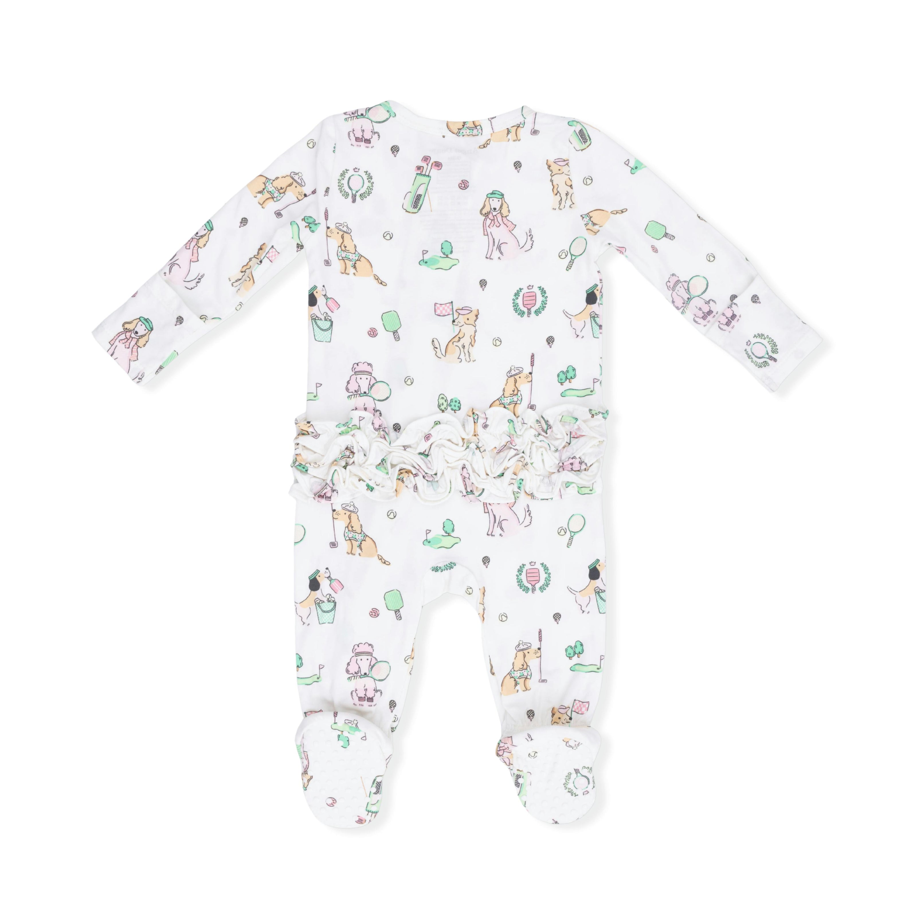 Country Club Dogs Pink - 2 Way Ruffle Back Zipper Footie