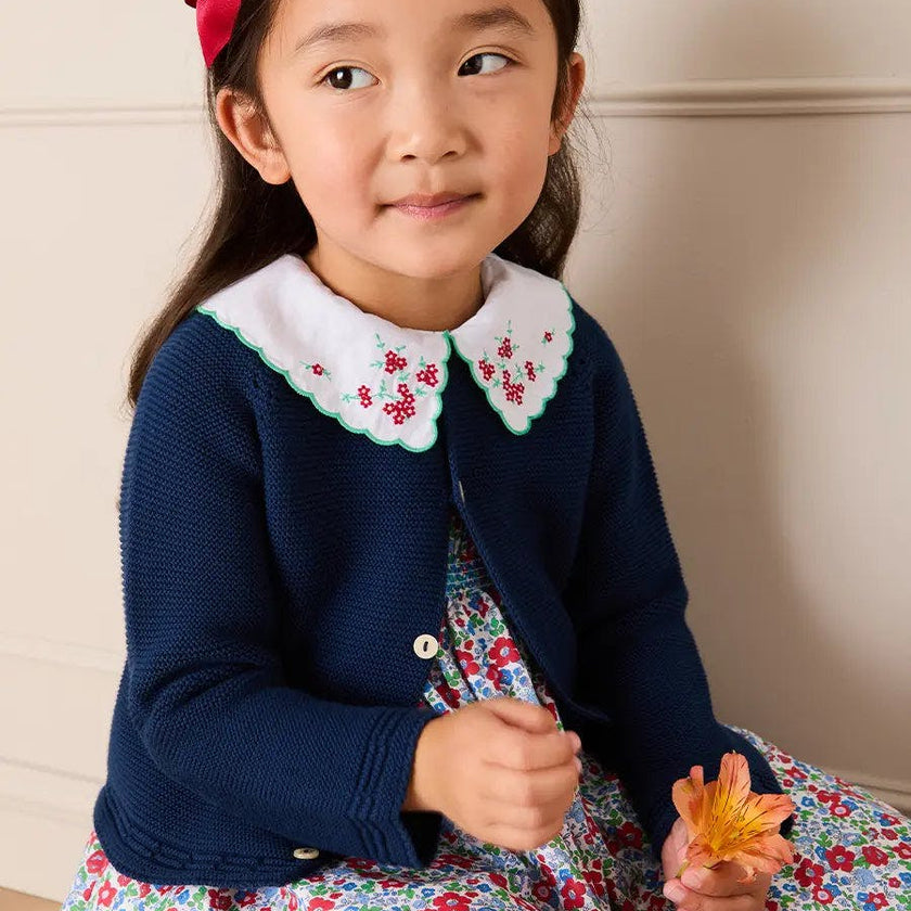 Emilia Floral Embroidered Collar Sleeveless Dress in Red (12mths- 10yrs)