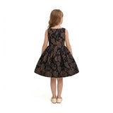 Black Emelina Floral Pleated Dress