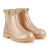 Gold Knit Ankle Boots