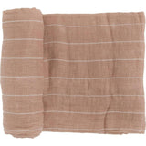 Cotton Muslin Swaddle Blanket - Mauve Stripe