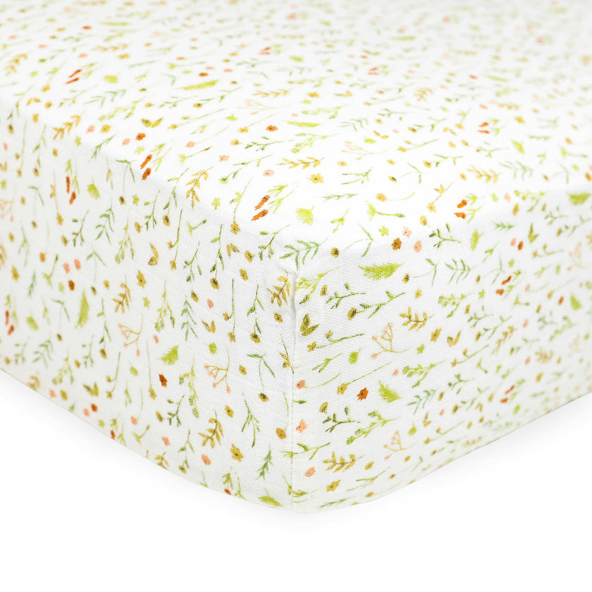 Organic Cotton Muslin Crib Sheet - Floral Field