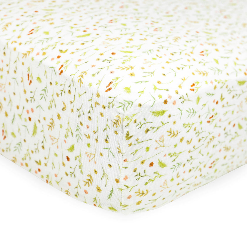 Organic Cotton Muslin Crib Sheet - Floral Field