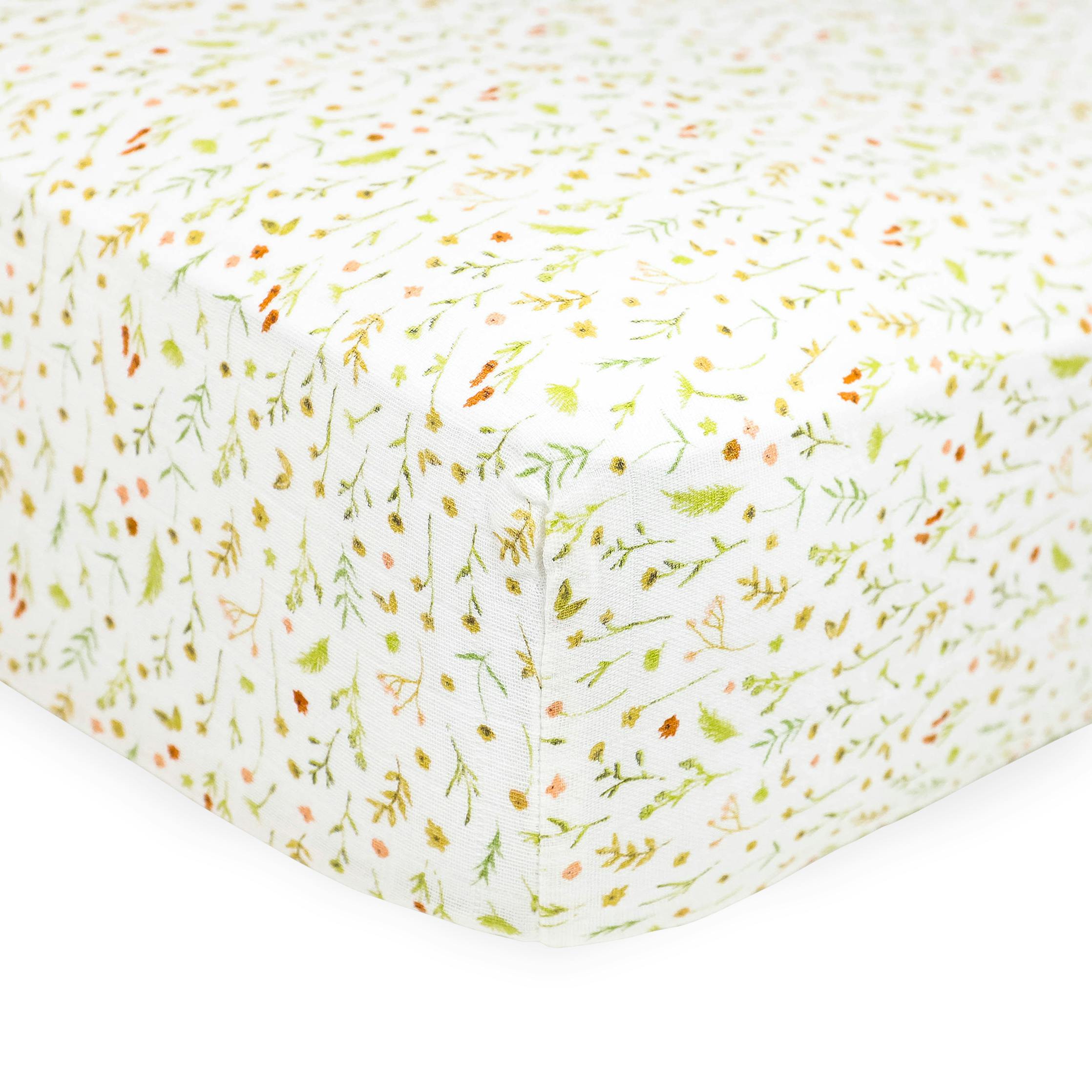Organic Cotton Muslin Crib Sheet - Floral Field