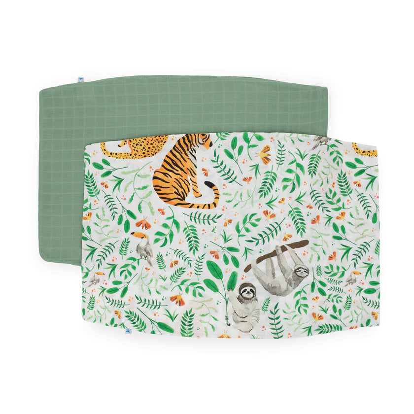 Cotton Muslin Pillowcase 2 Pack - Mighty Jungle