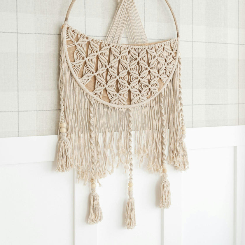 Charlie Farmhouse Macrame Storage Basket with Tassels