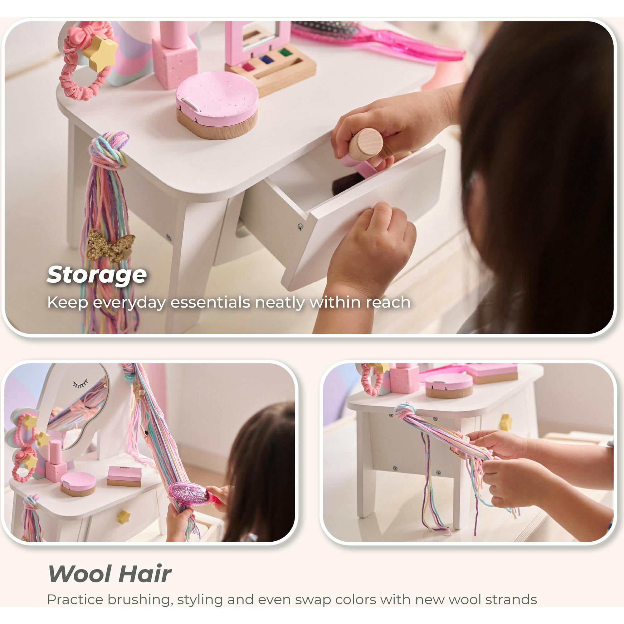 Teamson Kids Dreamy Makeup Vanity Set Mirror & Drawer