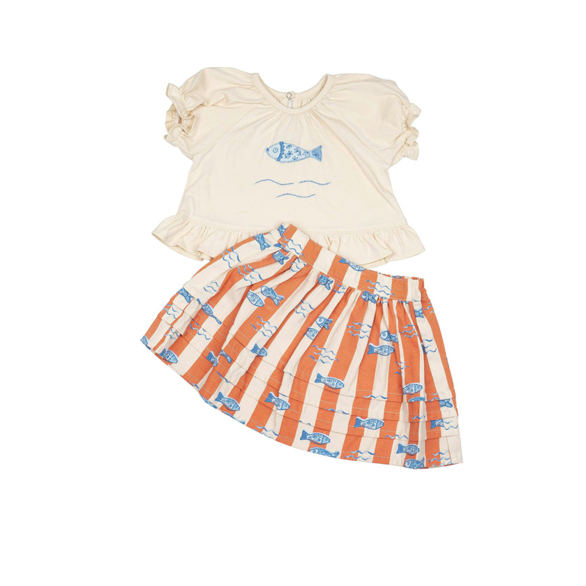 S/S Ruffle Skirt Set in Fiori di Mare