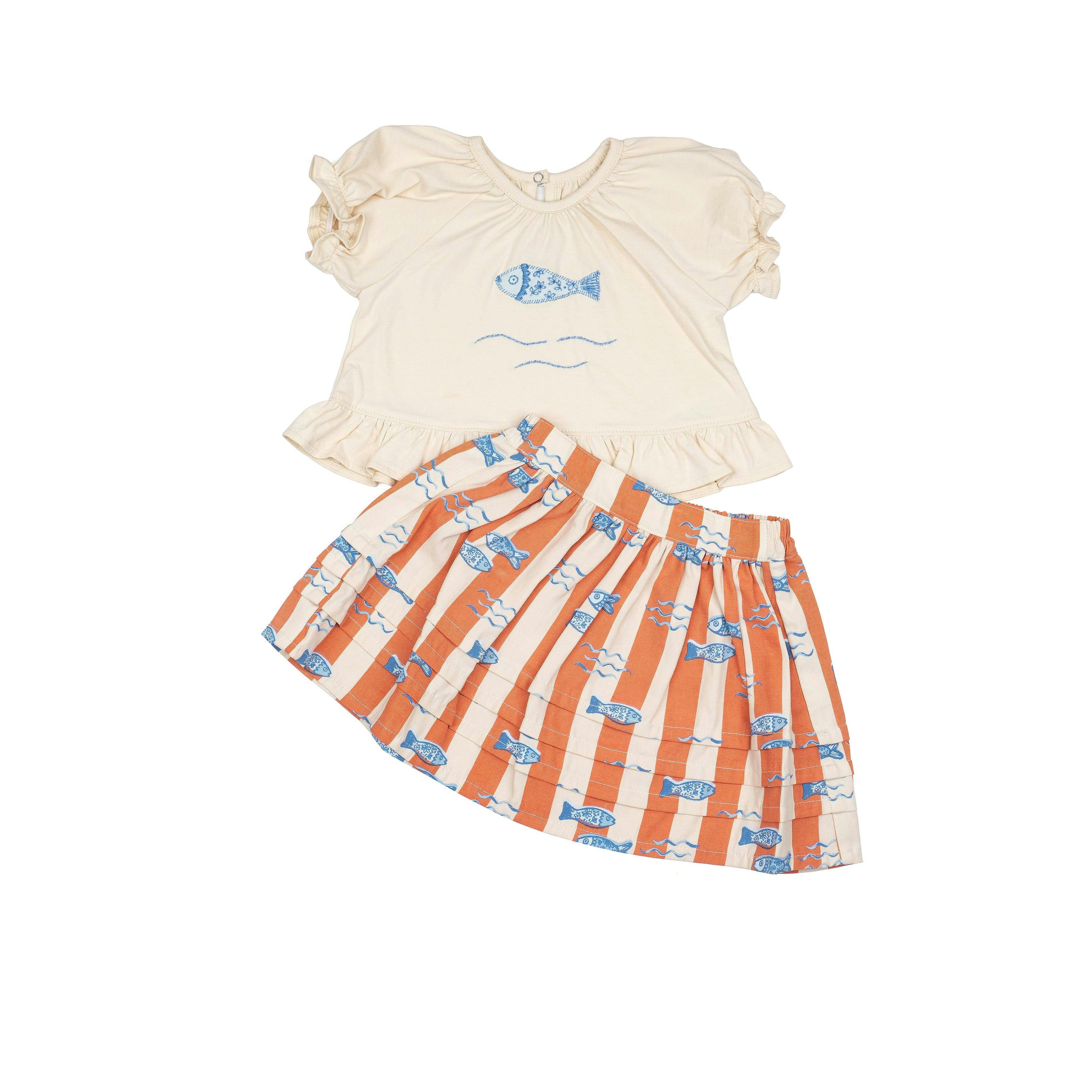S/S Ruffle Skirt Set in Fiori di Mare