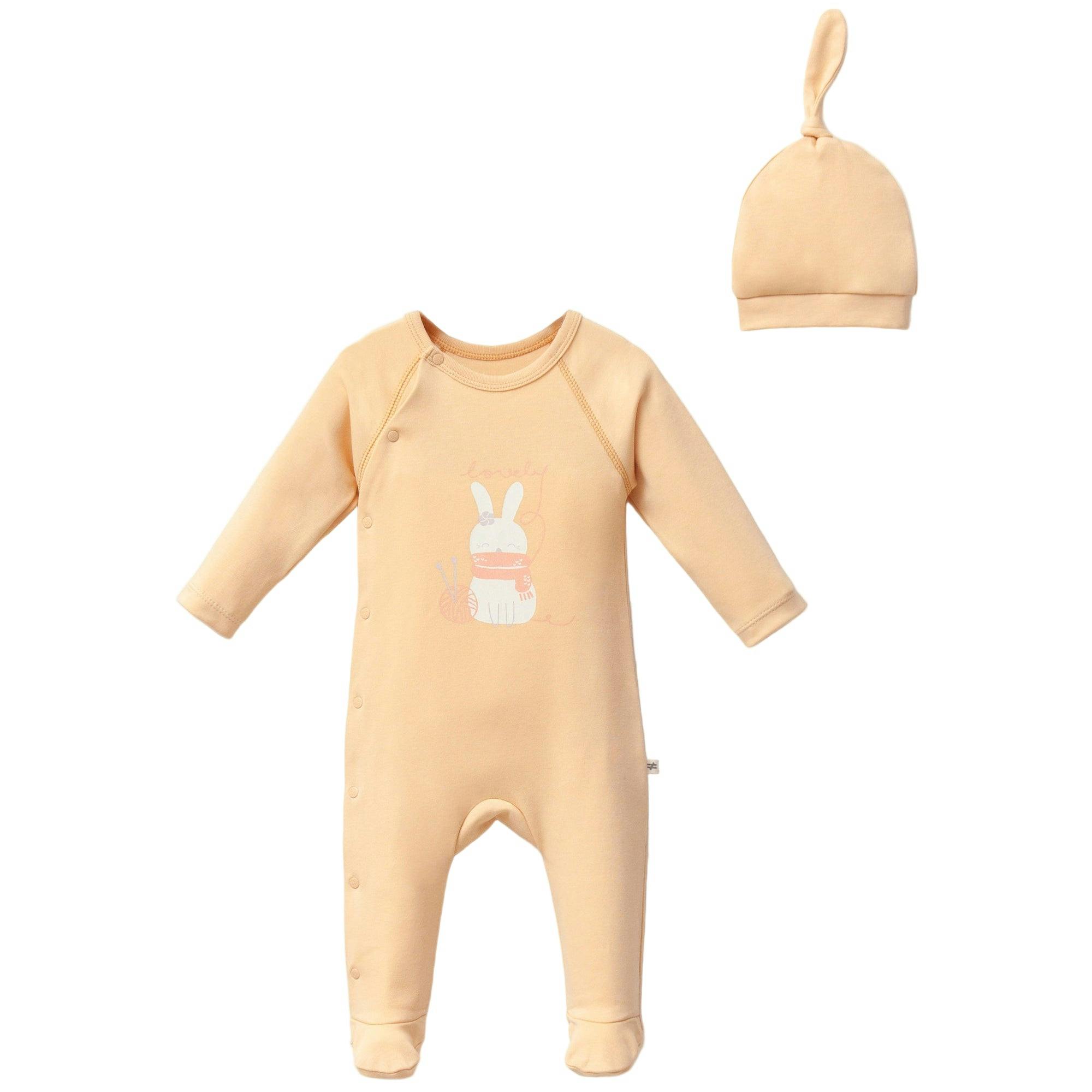 Tangerine Lovely Bunny One-Piece Set