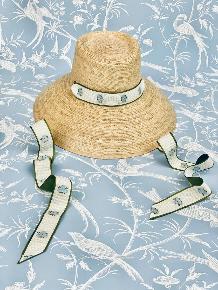Wildflower Sun Hat (PreOrder Shipping June 15th) - Ivory Wide & Short Grosgrain Ribbon