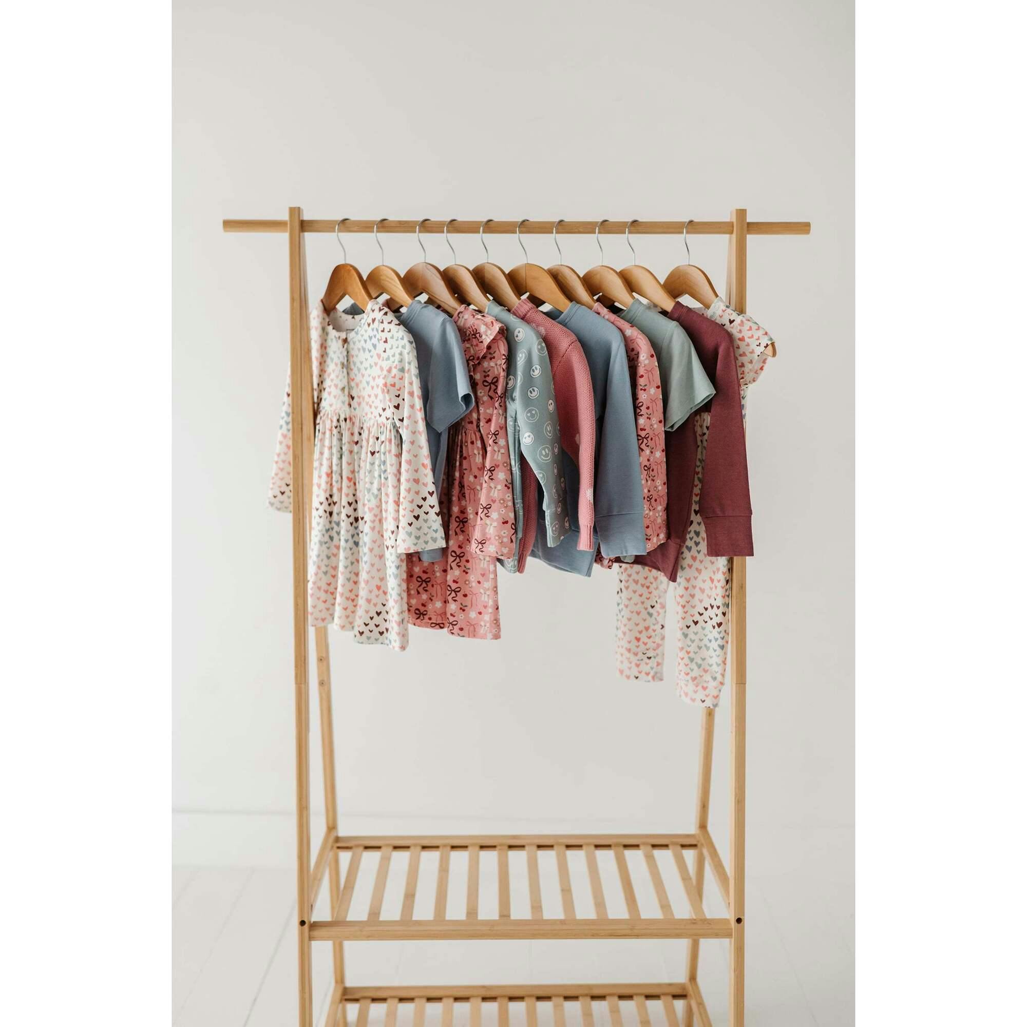 Long Sleeve Henley Dress Rainbow Hearts