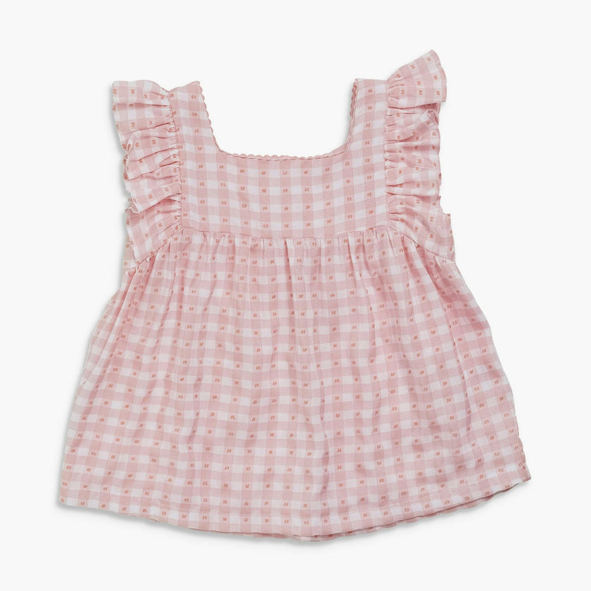 Clelia Top Pink Vichy Plumetis