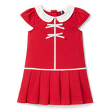 The Pleated Ponte Dress, red