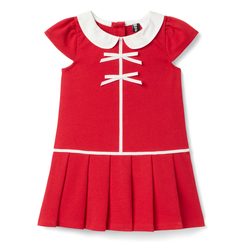 The Pleated Ponte Dress, red