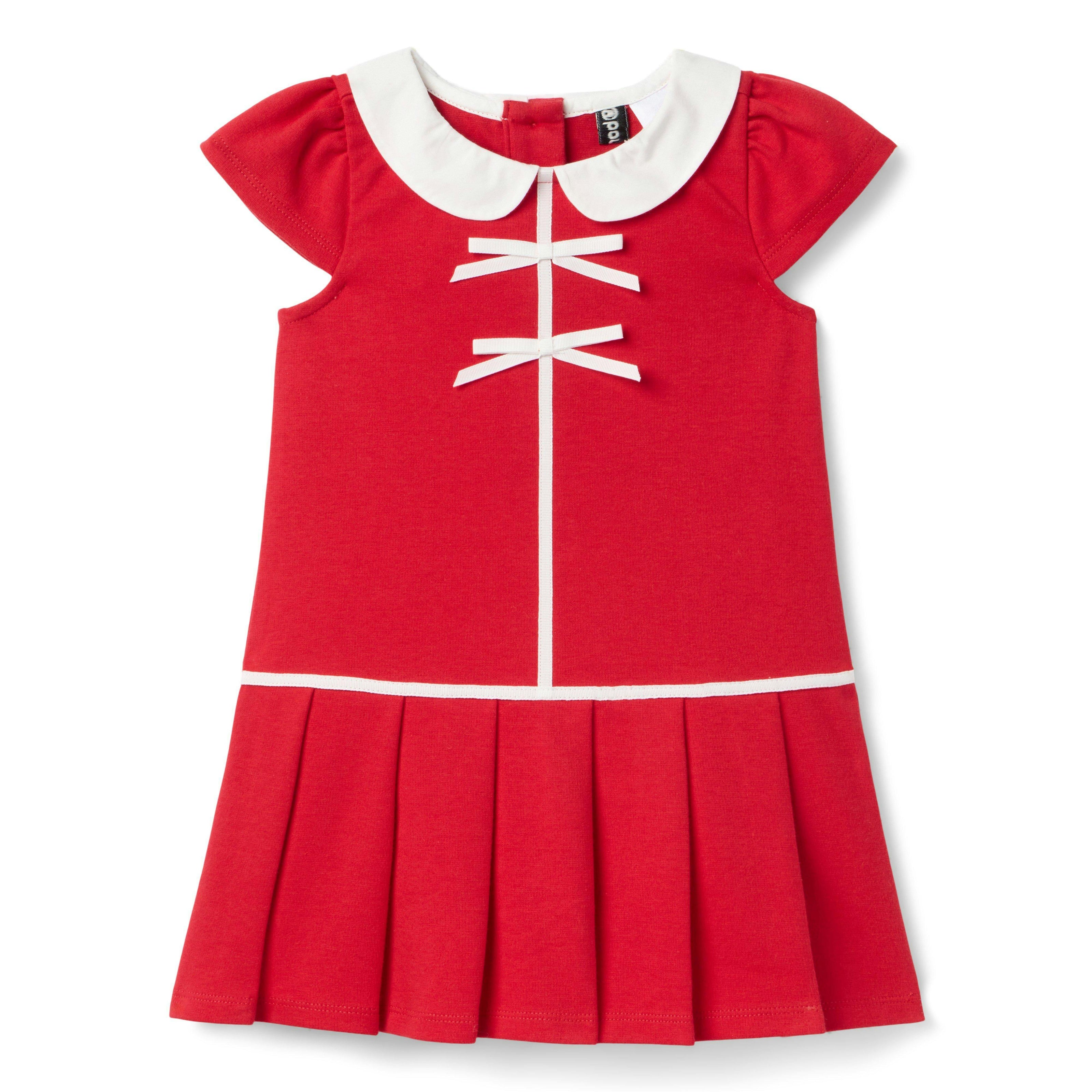 The Pleated Ponte Dress, red