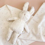 Pique Blanket and Charlie Bunny Plush Toy Set - Cream
