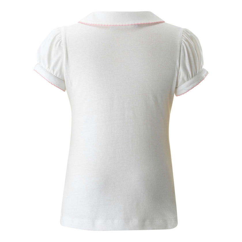Picot Trim Peter Pan Collar Polo Shirt