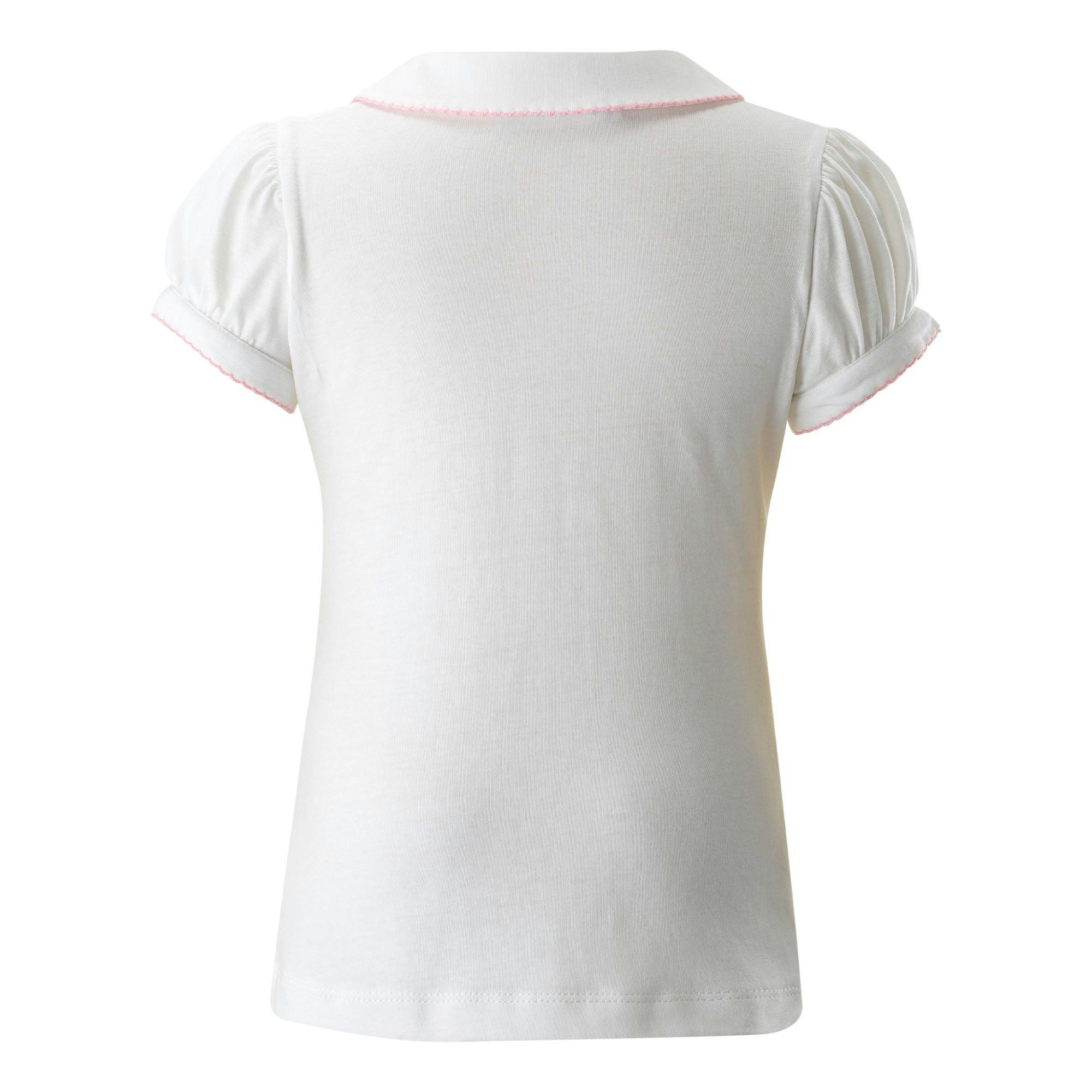 Picot Trim Peter Pan Collar Polo Shirt