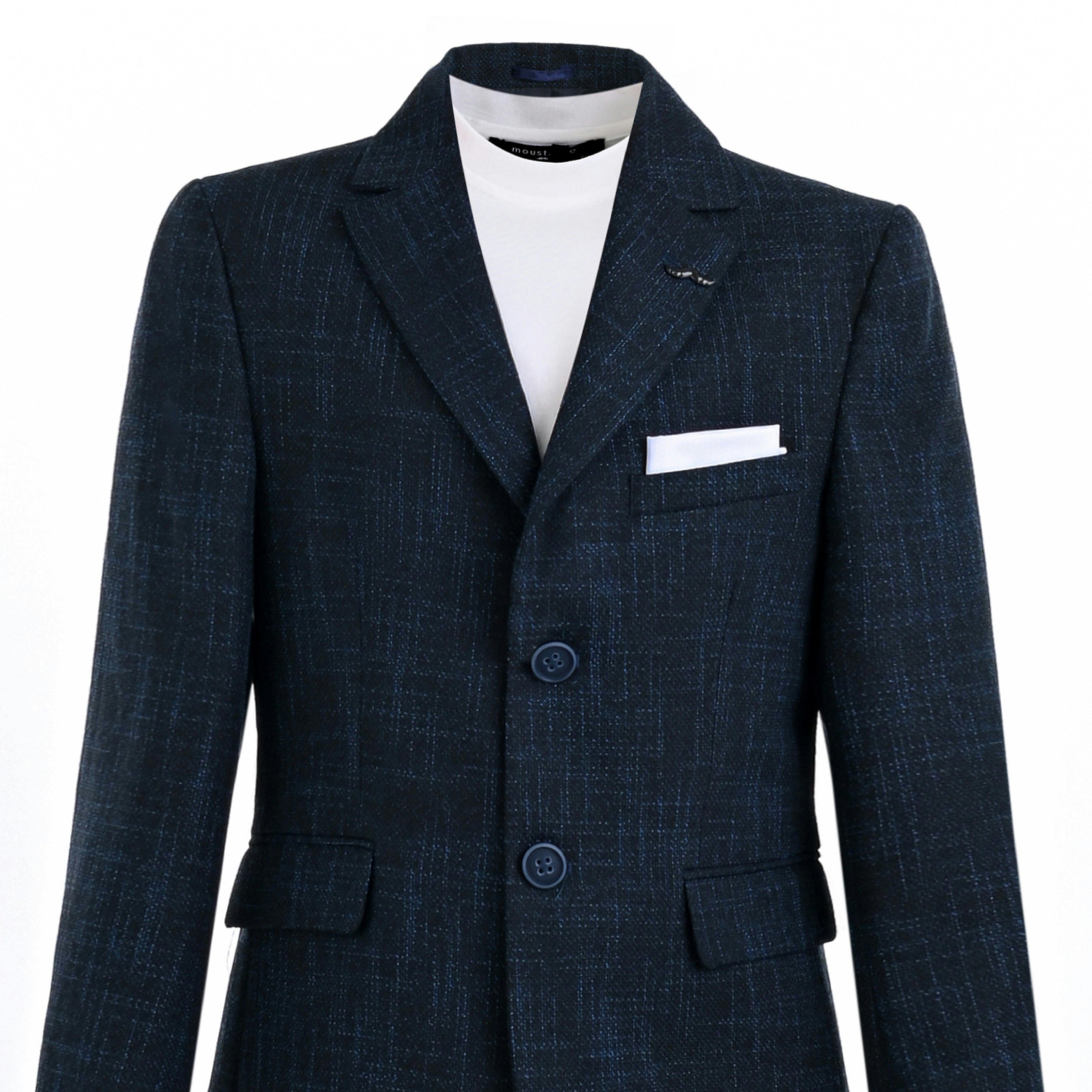 Blue Benjamin Textured Pattern Blazer Suit Set