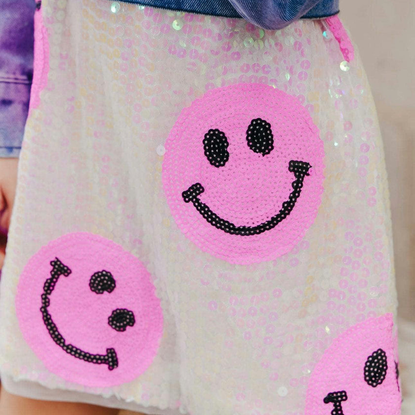 Pinkie Happy Emoji Short Puff Sleeve Dress