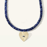 15" Sapphire with Sapphire Sunbeam Heart Pendant Choker