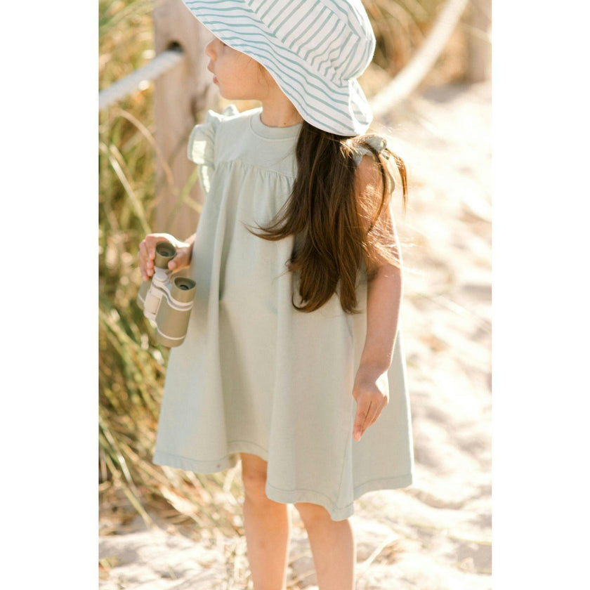 Garment Dye Ruffle Dress, Blue