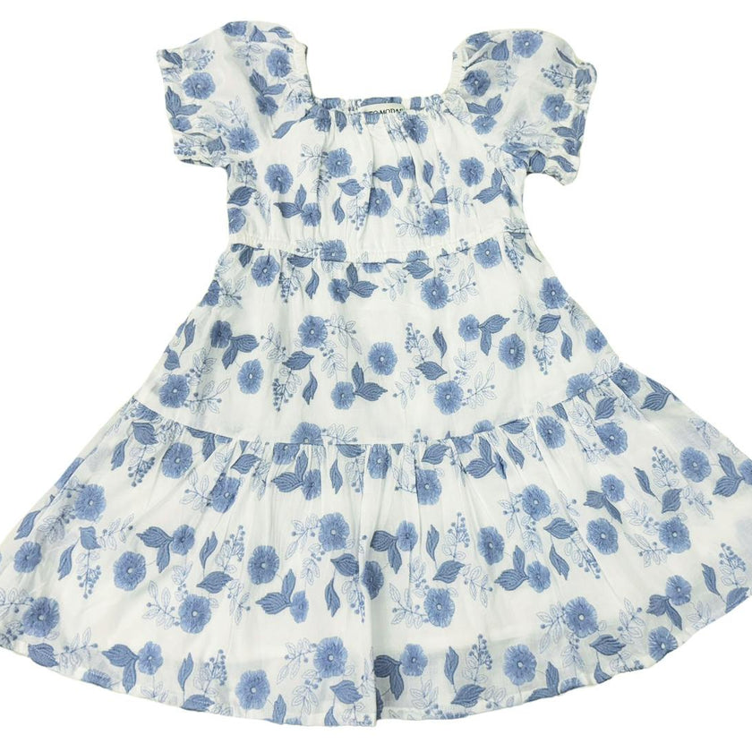 Blue Floral Embroidery Girls Joy Dress