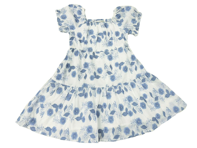 Blue Floral Embroidery Girls Joy Dress