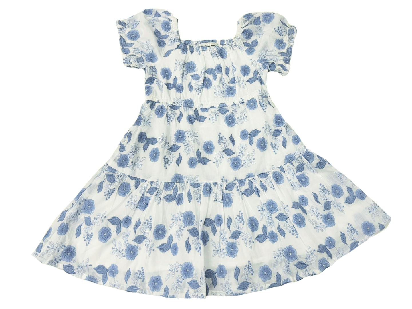 Blue Floral Embroidery Girls Joy Dress