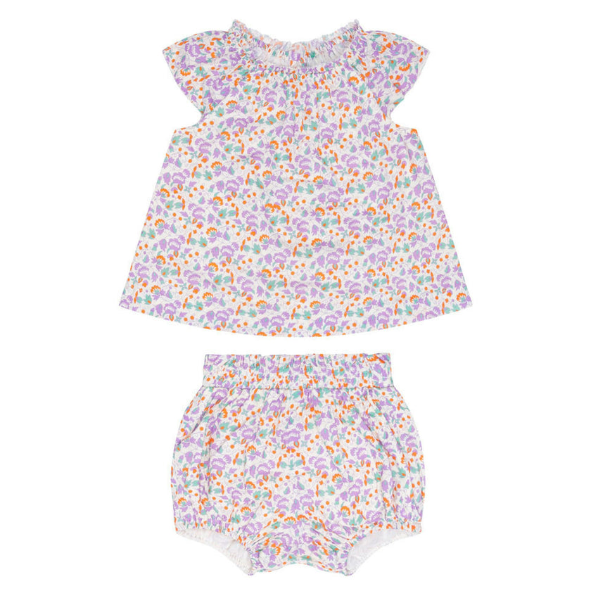 baby girls orchid floral flutter sleeve bloomer set
