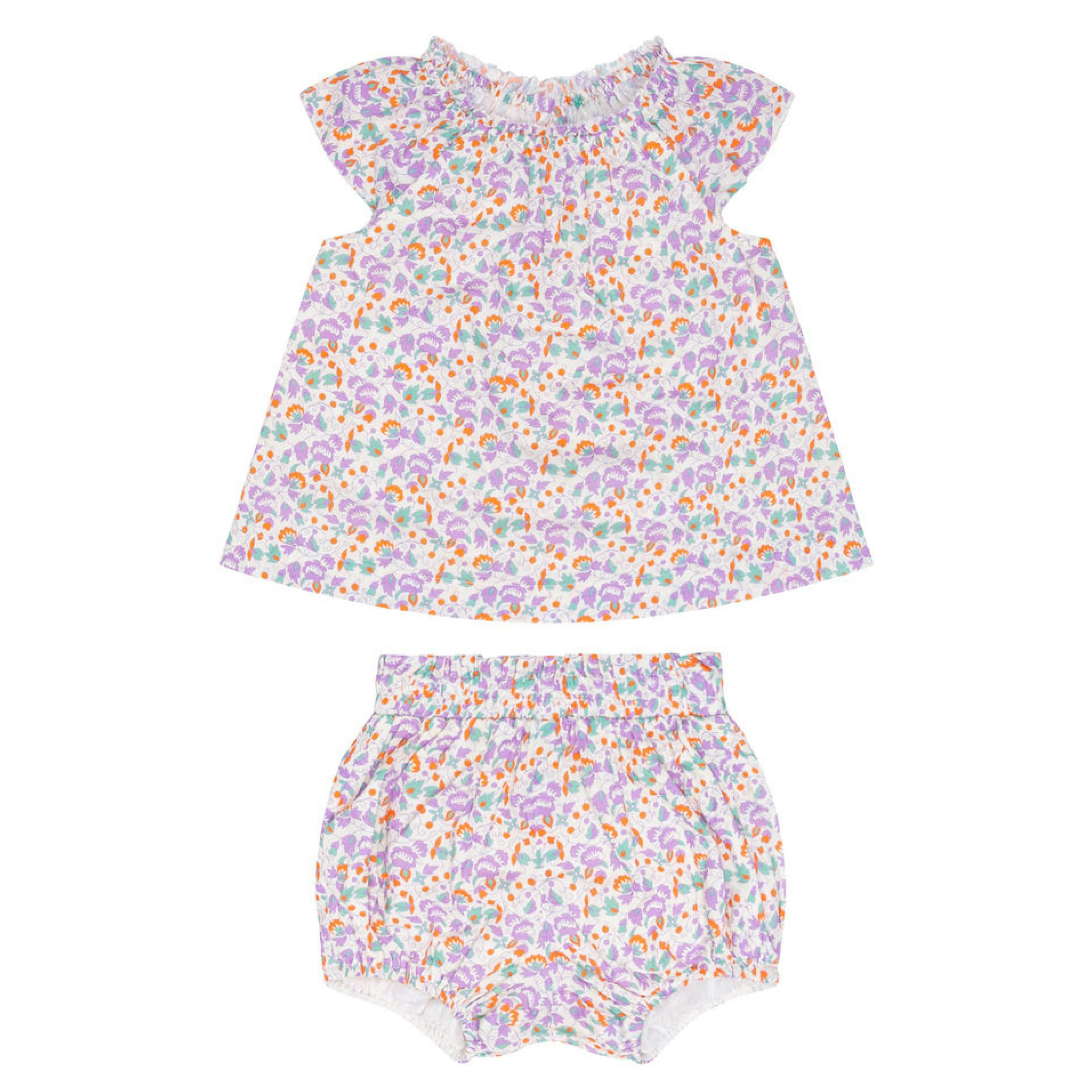 baby girls orchid floral flutter sleeve bloomer set