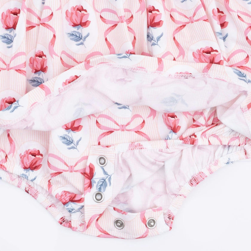 Leslie Rose - Long Sleeve Peter Pan Ruffle Collar Bubble with Skirt