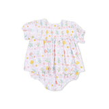 Spring Blooms Bow Trellis - Smocked Ruffle Bubble with Skirt