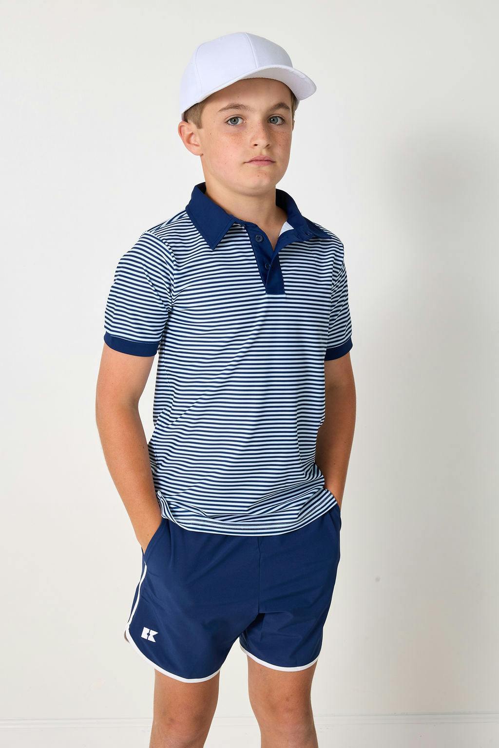 navy retro super short with white piping