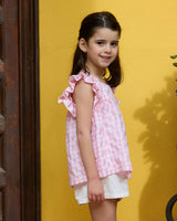 Clelia Top Pink Vichy Plumetis