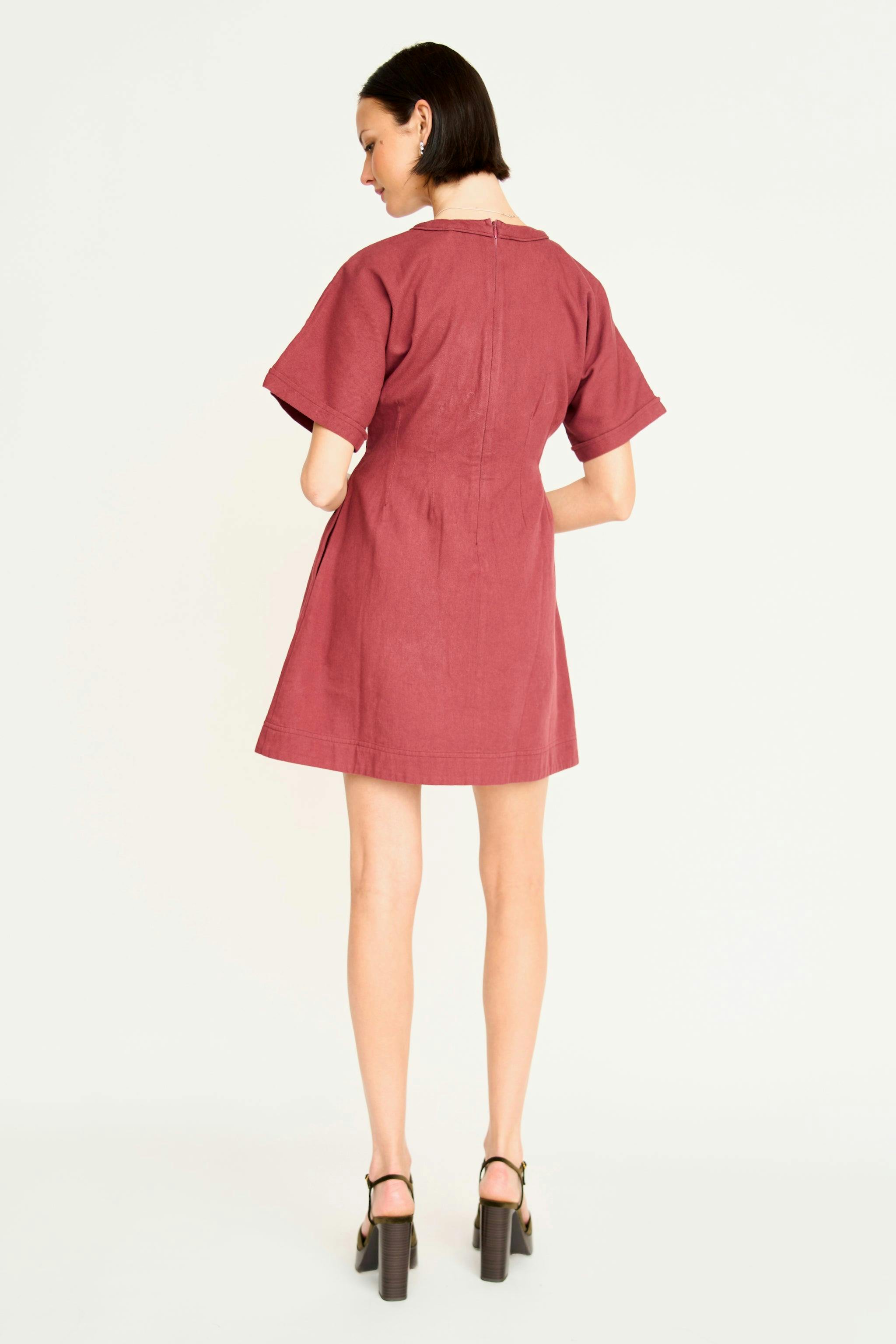 Wailea Canvas Short Dress in Dark Cerise