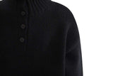 Black Button-Up Ribbed Sweater