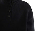 Black Button-Up Ribbed Sweater
