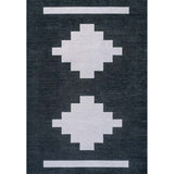 Adriel Geometric Medallion Machine-Washable Area Rug, Navy