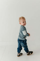 Boys Denim Jogger in Dark Blue Wash