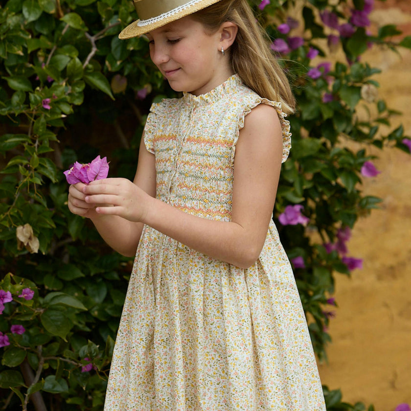 Hydrangea Dress Yellow Green Floral