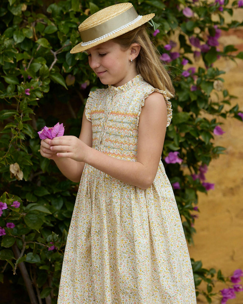 Hydrangea Dress Yellow Green Floral