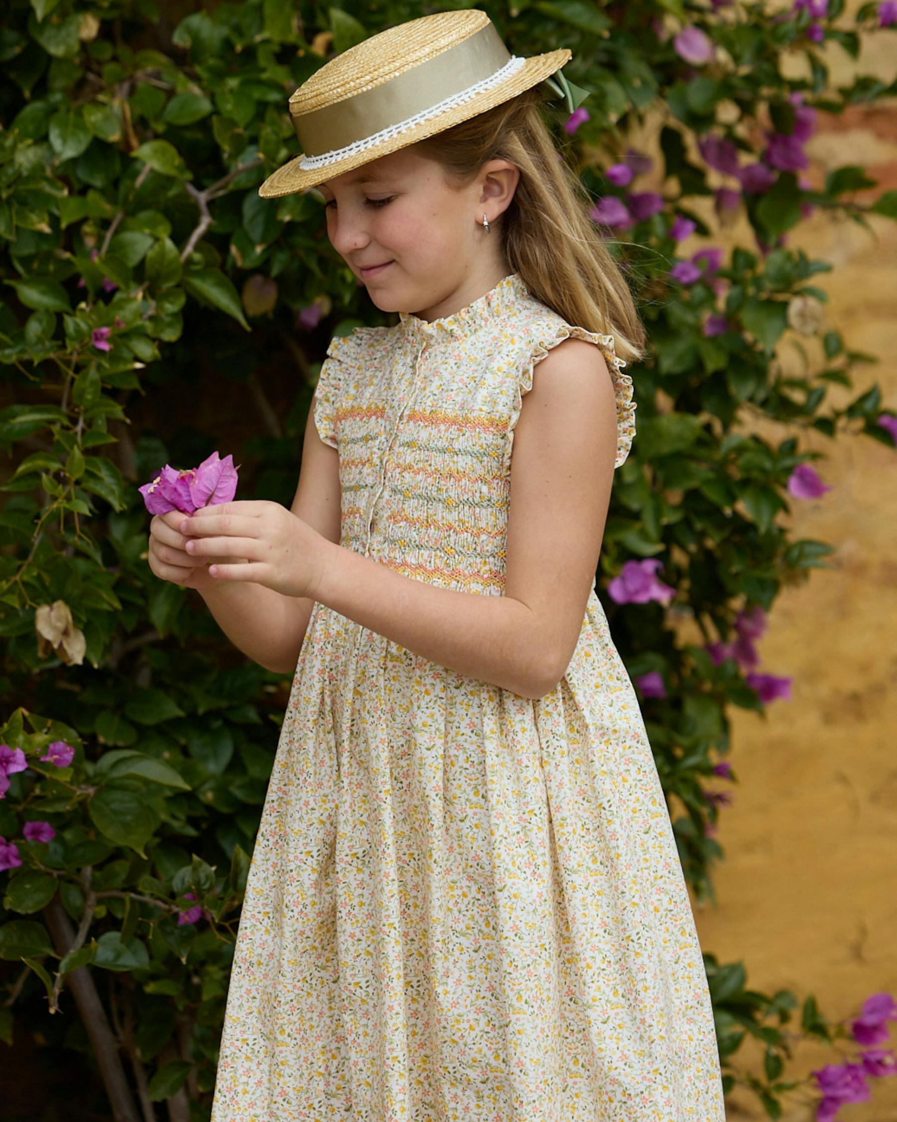 Hydrangea Dress Yellow Green Floral